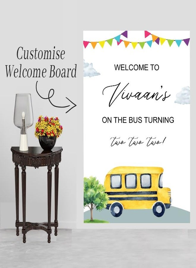 Theme My Party Customized Kids Bus Birthday Welcome Sign | Welcome Board for Birthday | Personalized Welcome Sign Theme Based Birthday - Image 3